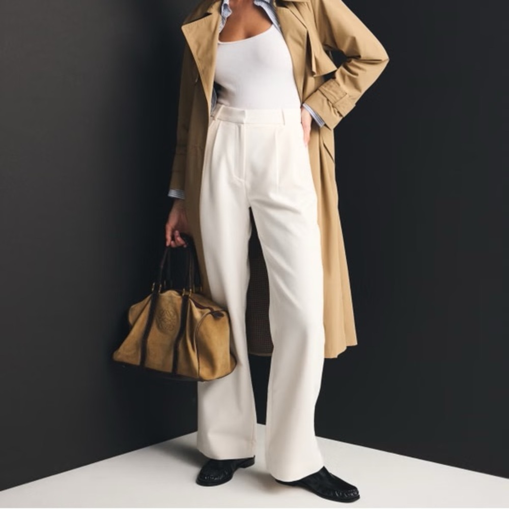 NWT Abercrombie & Fitch Sloane Tailored Wide Leg Pant in White - Picture 10 of 10